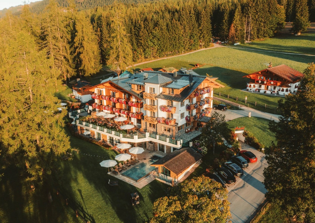 Aerial view of the 4-star Hotel Lindenhof in Ramsau am Dachstein