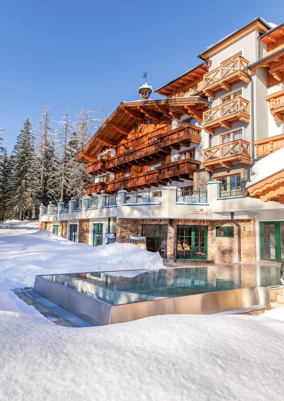 Lindenhof Hotel exterior shot in winter