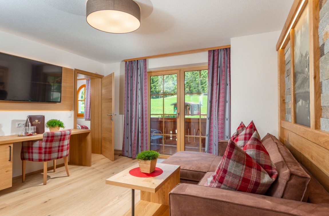 Couch and TV in the Tower Suite